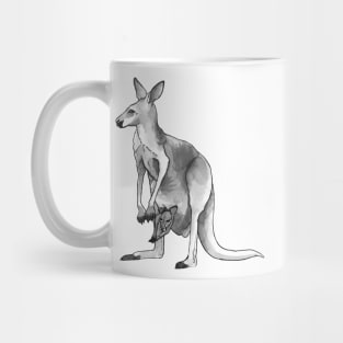 Kangaroo + Joey Ink Drawing Mug